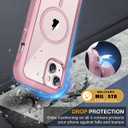 Miracase for iPhone 13 mini Case 5.4",Full-Body Protection,Clear Bumper Case with Built-in 9H Tempered Glass Screen Protector,Military-Grade Drop Protection Outdoor Phone Case for 13 mini,Dark Pink