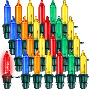 Mudder 120 Count Christmas Replacement Mini Light Bulbs with Green Base Christmas Tree Incandescent Wire String Lights Replacement Bulbs for Xmas Indoor Outdoor Decoration (Colorful, 2.5v X 0.1a)