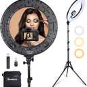 Ring Light - 18 inch 60 W Dimmable LED Ring Light Kit with Stand - Adjustable 3000-6000 K Color Temperature Lighting for Vlog, Makeup, YouTube, Camera, Photo, Video - Control with Remote