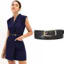 JASGOOD Womens Skinny Leather Belt Ladies Thin Faux Leather Belt with Gold/Silver Buckle for Jeans Dress Pants Fit Waist Size 26-30 inch