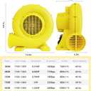 Bounce House Blower, 750W 1.0HP Powerful Inflatable Blower Portable Air Pump for Inflatables, Bubble House, Jump Slides, Water Slide, Inflatable Castle