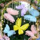 SUNBEAUTY 6 Pcs Large Butterflies Party Decorations, 20 Inch 16 Inch Hanging Butterflies 3D Colorful Pink Purple Yellow Butterfly Decorations for Baby Shower Wedding Ceiling Flower Garden Decor