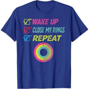 Wake up Close My Rings Repeat funny distressed gym workout T-Shirt (Small)