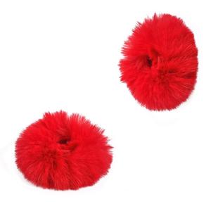 2pcs Plush Faux Rabbit Fur Hair Ties, Elastic Furry Hair Scrunchies Ponytail Scrunchies Hair Accessories, (Red)