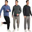 5 Pack Men's Lightweight Pullover Hooded Tees Long Sleeve Sweatshirts for Gym, Running, Fishing