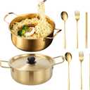 Korean Ramen Pot With Lid, 2 Pack Korean Noodle Cooker, Korean Pot Stainless Steel Cooking Pot for Soup, Pasta, Dishwasher Safe (7", 7.9")