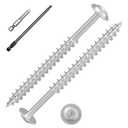 Wensilon (White) Pocket Hole Screws # 8 * 2-1/2" 70pcs 1lbs Square Hole Wood Screws and Round Head Square Hole self Tapping Screws are Suitable for Wooden use.150MM,60MM Drive bit Included.