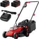 MZK 20V 13" Electric Lawn Mower, Brushless Cordless Lawn Mower with 4-Position Height Adjustment, Walk-Behind Push Mowers with 8 Gallon Grass Bag, 2 x 4.0Ah Batteries & Charger Included, LM13B4