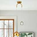 2 - Light Modern Pendant Light with Crystal Accent, Gold Pendant Light Hallway, Unique Hanging Light Fixture for Entryway Bedroom Kitchen Island
