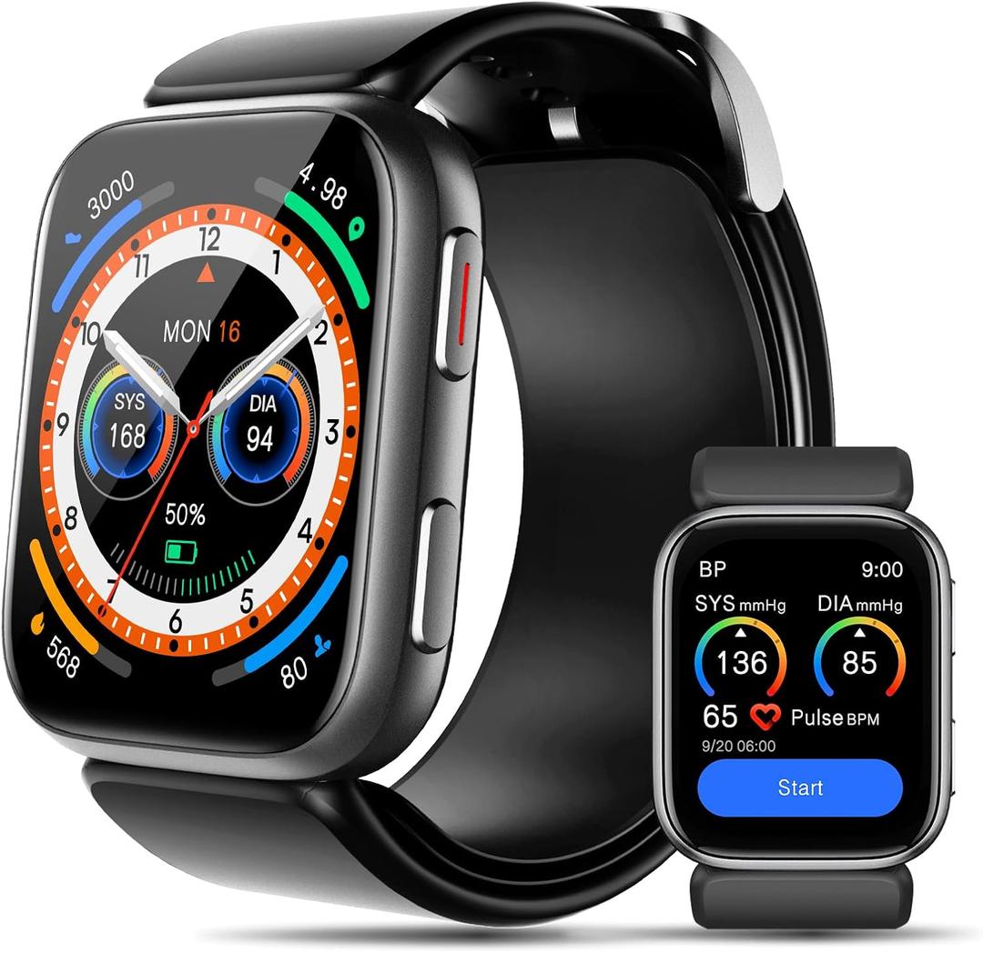 BP Doctor Smart Watch Blood Pressure, 1.95" Smart Watch Monitor with Air Pump Cuff, Blood Pressure Watch with Sleep Heart Rate Monitor, Pedometer, BP Watch Supports Data Sharing, Reminder Monitoring