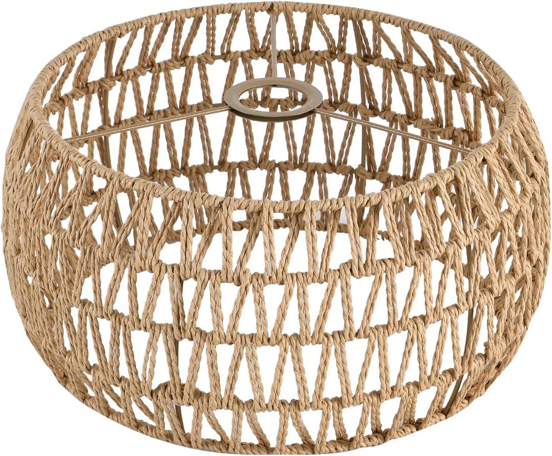 LHJIHFU 13" Rattan Lamp Shade, Bohemian Handmade Woven Lamp Shade for Kitchen Island Dining Room Living Room Farmhouse Rattan Hanging Lamp Shade 1 Piece 