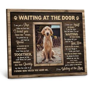 Kilyhome Dog Memorial Frame  Waiting At The Door Wooden Picture Frame for Pet Loss, 8''x10''  Pup Remembrance Keepsake, Bereavement Decor Home, Sympathy Gift for Pets Owner, Dogs Mom