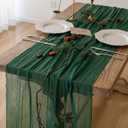 Keketoarrange Emerald Green Table Runner Cheesecloth Gauze 120 Inch 10 FT Rustic Boho Cheese Cloth Decor for Wedding Baby Bridal Shower Sheer Vintage Spring Summer Home Decorations