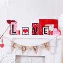 2 x 6 Pcs Valentines Day and Reversible St Patricks Day Wood Signs, Double Side Printed Free Standing Blocks, Heart Shamrocks Table Centerpiece Decor, Love Luck Farmhouse Sign for Tiered Tray Mantle