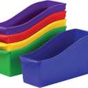 Storex 70105U06C Interlocking Book Bins, 4 3/4 x 12 5/8 x 7, 5 Color Set, Plastic, Multicolor