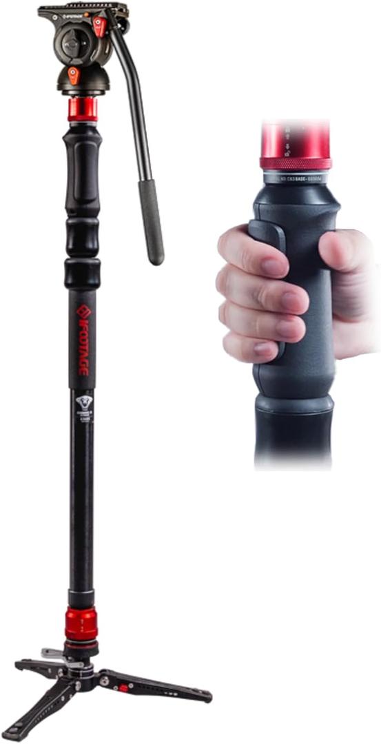 IFOOTAGE Cobra 3 Strike Monopod with Fluid Head K5S, 59" Camera Monopod with Pedal Locking, One-Step Rapid Height Adjustment, for Shooting Bird/Animal/Sports Event/Wedding/Live Show