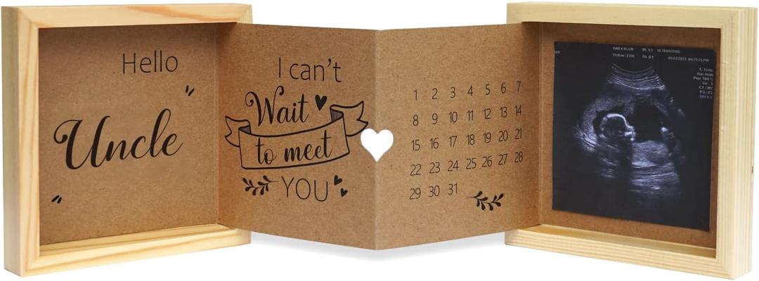 Pregnancy Announcement for Uncle, Baby Announcement Ideas Ultrasound Picture Frame Wooden Keepsake Box