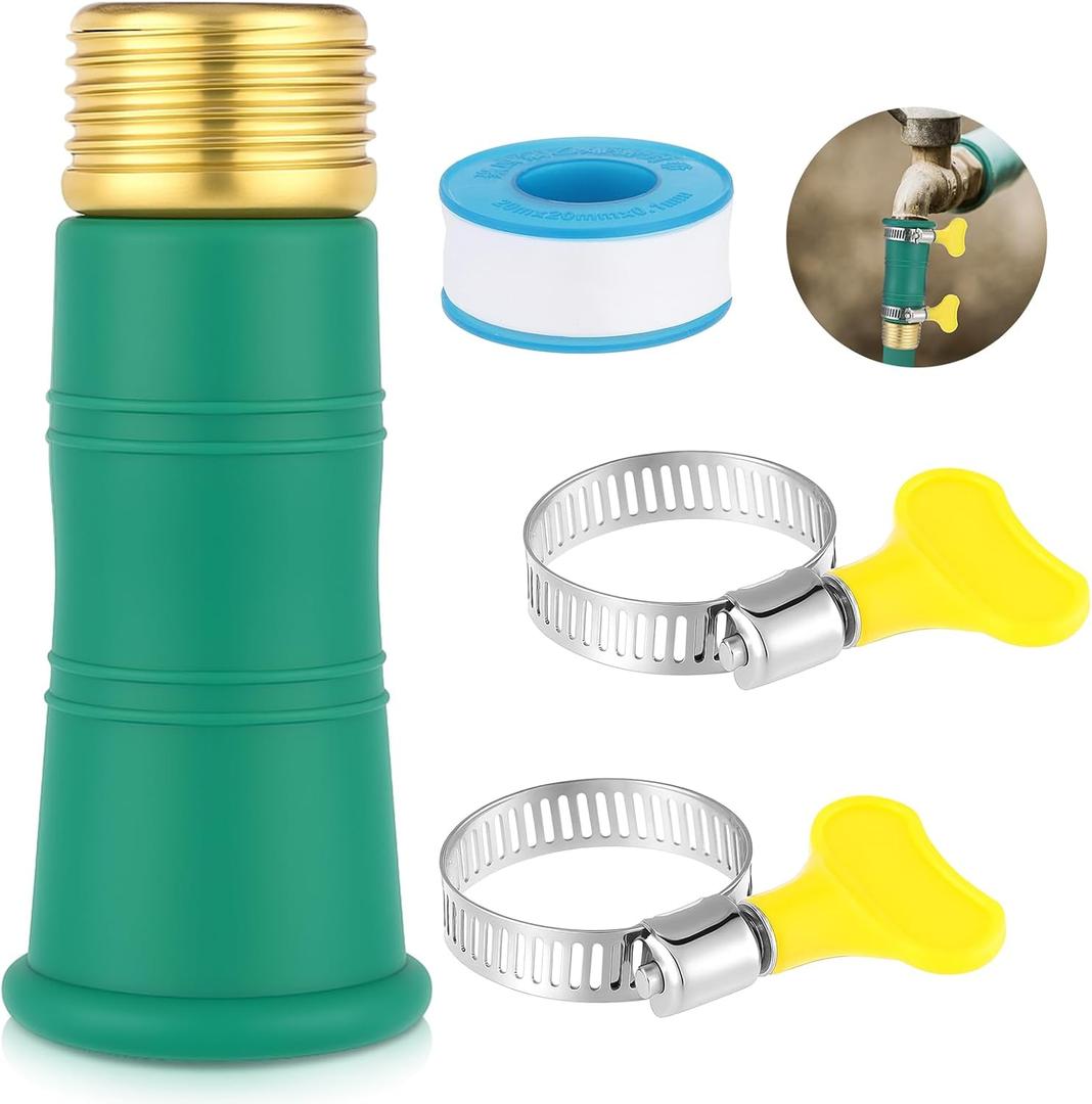 1 Set Universal Faucet Water Hose Adapter with Clamps Fits 3/4" Thickened Rv Sink Hose Attachment Connector for Garden Kitchen Bathroom Damaged/stripped Faucet Threads or Threadless