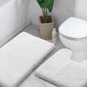 White Bathroom Rug Set 2 Piece Fluffy Non Slip Bath Mat Set Washable Plush Luxury Toilet Rug and Bath Rug Set for Bathroom Floor, 22x24 + 24x36 inches (22''x24'' Toilet Rug +24''x36'' Bath Rug)