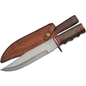 SZCO Full Tang Hunting Knife 12 Inch - Pocket Knifes with Stainless Steel Blade, Wood Handle & Leather Sheath - Camping Knife for Hiking, Camping & Outdoor - Skinning knife for Men