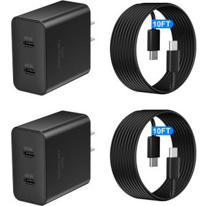 45W Samsung Super Fast Charger USB C, Dual Android Phone Charger Type C Chargers Fast Charging Block with 10FT Long USB-C Charging Cable Cord for Samsung Galaxy S25 Ultra/S25+/S25/S24Ultra/S24/S23/S22