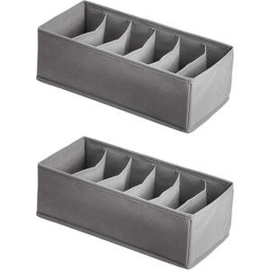 Amazon Basics Underwear Drawer Organizer Dividers for Closet Organization and Storage, Fits Perfectly in Dresser, 2-Pack, Gray