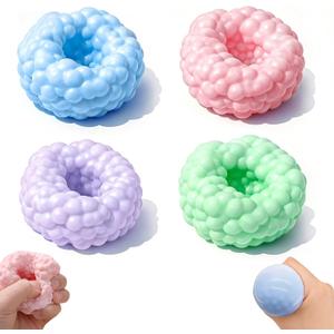 4 Mix Crunchy Squishy,Glitter Dumpling Squishy,Sand Squishys,Stress Ball, Noisy Ice Skin Balls, Portable Desktop Relief Toys for Office Desk, Relaxing Fidget GiftBlue + Green + Purple + Pink