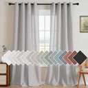 H.VERSAILTEX 2 Pack Ultra Luxurious Solid High Woven Linen Elegant Semi Sheer Curtains Nickel Grommet Breathable and Airy Drapes for Bedroom/Living Room - 52 by 96 Inch, Set 2 Panels, Dove