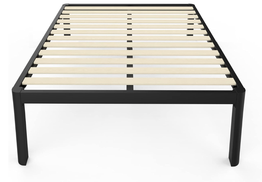 MAF Metal 18 Inch Full Size Platform Bed Frame with Anti-Collision Round Legs, Black 3500 Lbs Heavy Duty Bed Frame with Wood Slats, No Box Spring Needed, Easy Assembly