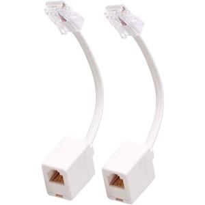 Uvital RJ45 to RJ11 Converter Adapter Connector M/F Cable, Telephone RJ11 6P4C Female to Ethernet RJ45 8P8C Male Converter Cord(2 Pack) (White)
