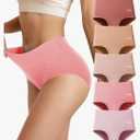 Women's Cotton Underwear High Waisted Underwear Soft Briefs Full Coverage Ladies Panties 5 Pack, L