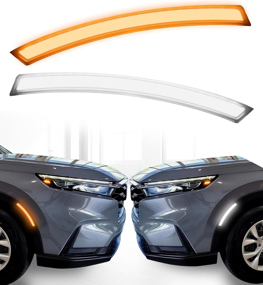 LED Side Marker Lights for Honda CRV 2023-2026 Front Fender Reflectors Turn Signals DRL Daytime Running Light Wheel Well Arch Insert Trim Accessories (Plain Design)