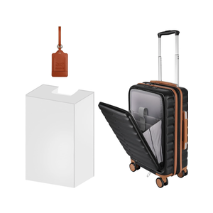 22×14×9 Airline Approved Carry On Expandable Luggage with Front Open Pocket, Spinner Wheels, ABS+PC Hardshell Small 20inch Suitcase with Protective Cover and Luggage Tag, Black