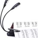 Rechargeable Music Stand Light, Clip on Reading Light, 8 LED Book Lamp, 3-Level Brightness for Eye Protection, Perfect for Piano, Orchestra, Bookworms, Craft (White & Warm, Dual Arm)