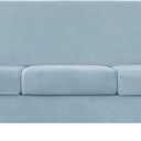 CONRUSER Stretch Sofa Slipcover, Soft Velvet Sofa Covers for 3 Cushion Couch Thick Furniture Protector for Pets & Kids (Light-blue, L)