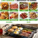 NutriChef 24" Stove Top Griddle Pan, Nonstick Double Burner Grill & Griddle Combo, Ridged & Flat Surfaces, Suitable for Frying & Searing, Cool-Touch Handles, Easy to Clean, Black