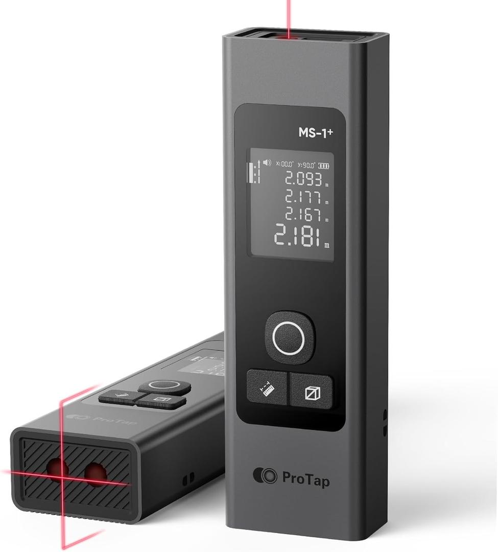 2-in-1 Laser Measure & Line Laser 165 FT - Distance Meter with Cross-Line, Laser Level with 3 Lasers Heads, 1.4" LCD, Type-C Rechargeable- Area/Volume/Pythagorean for Construction, Tiling, DIY