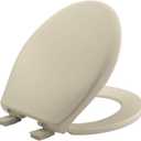 Mayfair Aurora Slow Close Toilet Seat, Easy Clean Hinges and Adjustable Perfect Fit Plastic Seat, Made in USA, Round, Bone
