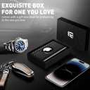 Wallet for Men Minimalist Pop Up Credit Card Case Holder 1-7 Cards, Smart Slim Wallet with Money Clip ID Window RFID Blocking Bifold Compact(Airtag Not Included) Wallets Gifts for Men (Carbon)