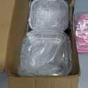 NPLUX 50 Pcs Mini Cake Pans with Lids and Spoons Aluminum Foil Mini Square Baking Cups with Lids Disposable Ramekins Cake Pans Dessert Cups for Wedding Birthday Party(Pink,5oz)