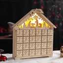 Vigdur Wooden Christmas Advent Calendar, Nativity Scene Advent Calendar House Box with 24 Drawers and Warm LEDs Countdown Calendars for Christmas Decoration 2025