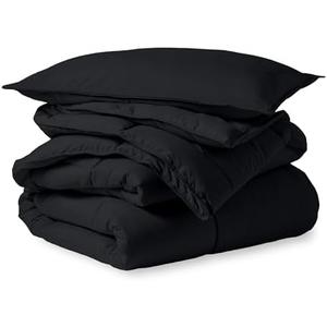 Bare Home Comforter Set -Blanket With Case On Pillow - Premium 1800 Series - All Season Warmth (Twin/Twin XL, Black)