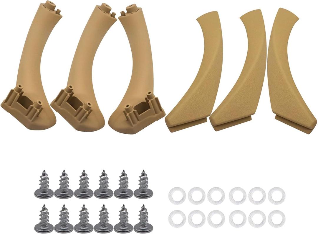 HiSport Inner Door Panel Handle and Door Pull Outer Trim Cover 1 Rear Left 2 Front Rear Right - Compatible with BWM 3 Series E90 E91 E92 E93 Sedan, Wagon Coupe 2006-2011 Models 325i,325xi,328i