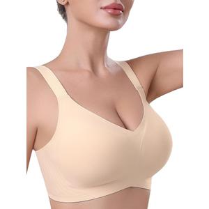 Seamless Bras for Women Full Coverage No Underwire Scalloped Push Up Bras Soft Wireless Comfort Bralettes (US, Alpha, XX-Large, Regular, Nude618)