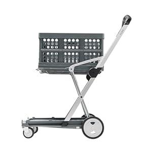 CLAX The Original | Made in Germany | Multi use Functional Collapsible carts | Mobile Folding Trolley | Shopping cart with Storage Crate (Grey)