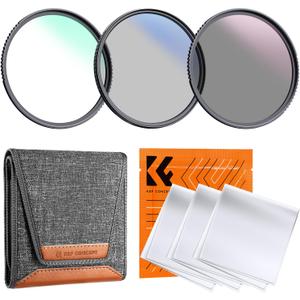 K&F Concept 58mm UV/CPL/ND Lens Filter Kit (3 Pieces)-18 Multi-Layer Coatings, UV Filter + Polarizer Filter + Neutral Density Filter (ND4) + Cleaning Cloth+ Filter Pouch for Camera Lens (K-Series)