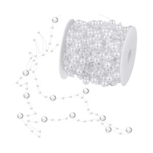 99 Feet Christmas Tree Pearls Beads Garland Chain Plastic Roll for DIY Wedding Decoration (White)