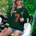 Game Day Sweatshirt Women Football Sweatshirts Funday Sunday Fall Pullover Football Fan Number Graphic Casual Tops (Green, M)