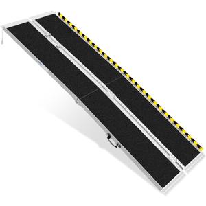 8FT Portable Wheelchair Ramp, Non-Slip Aluminum Folding Handicap Ramp, Ramps for Wheelchairs for Home with Handle, Wheelchair Ramps for Home Steps/Stairs/Threshold/Doorways/Scooter, 600LBS Capacity (8FT (Usable height 8-24 inch))