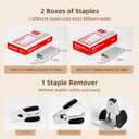 Deli Effortless Desktop Stapler, Heavy Duty Stapler, 40-50 Sheet Capacity, One Finger, No Effort, Includes Staples & Staple Remover, White